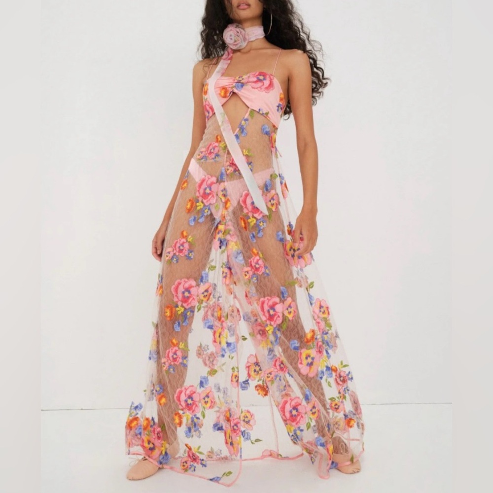 NEW For Love and Lemons Delaney Maxi Dress Size S